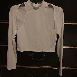New Mock neck off white crop top